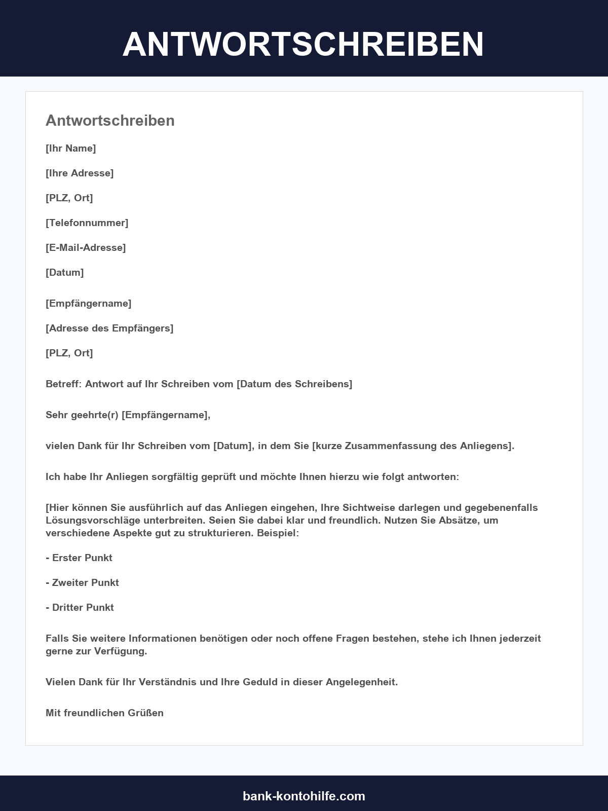 Antwortschreiben Muster