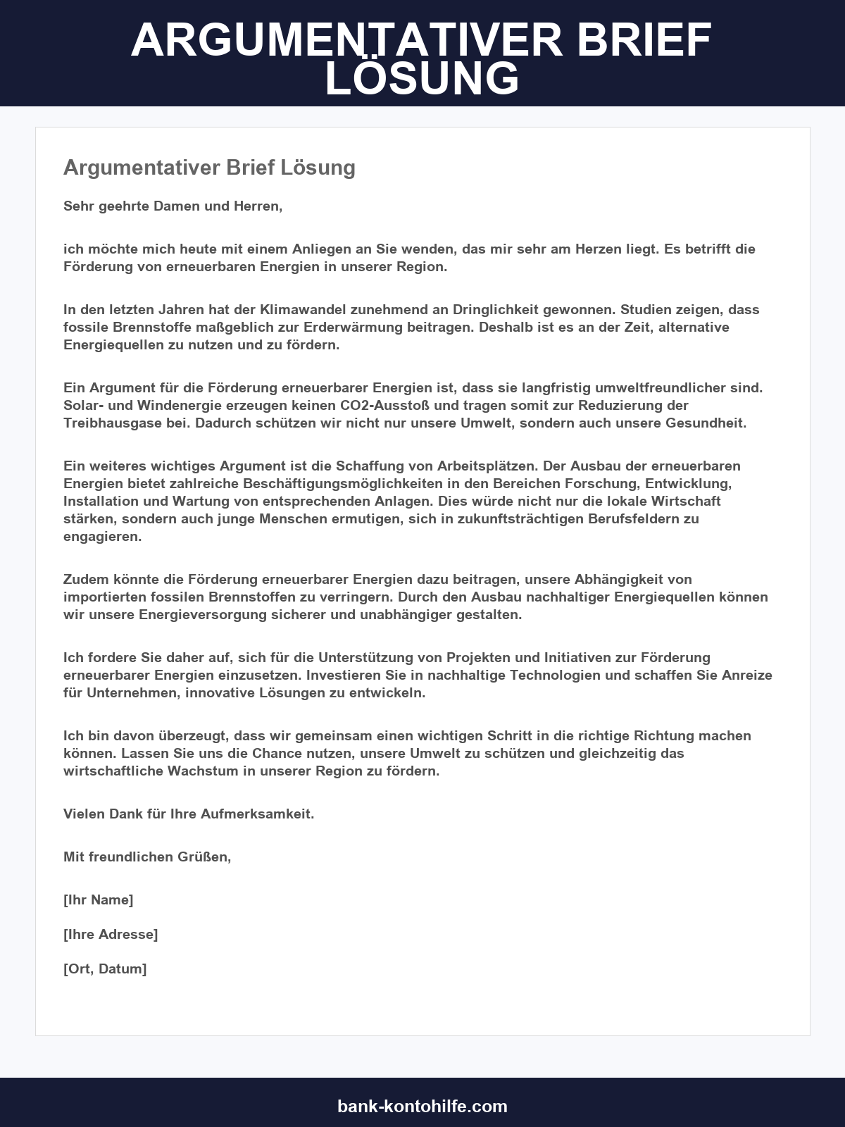 Argumentativer Brief Musterlösung