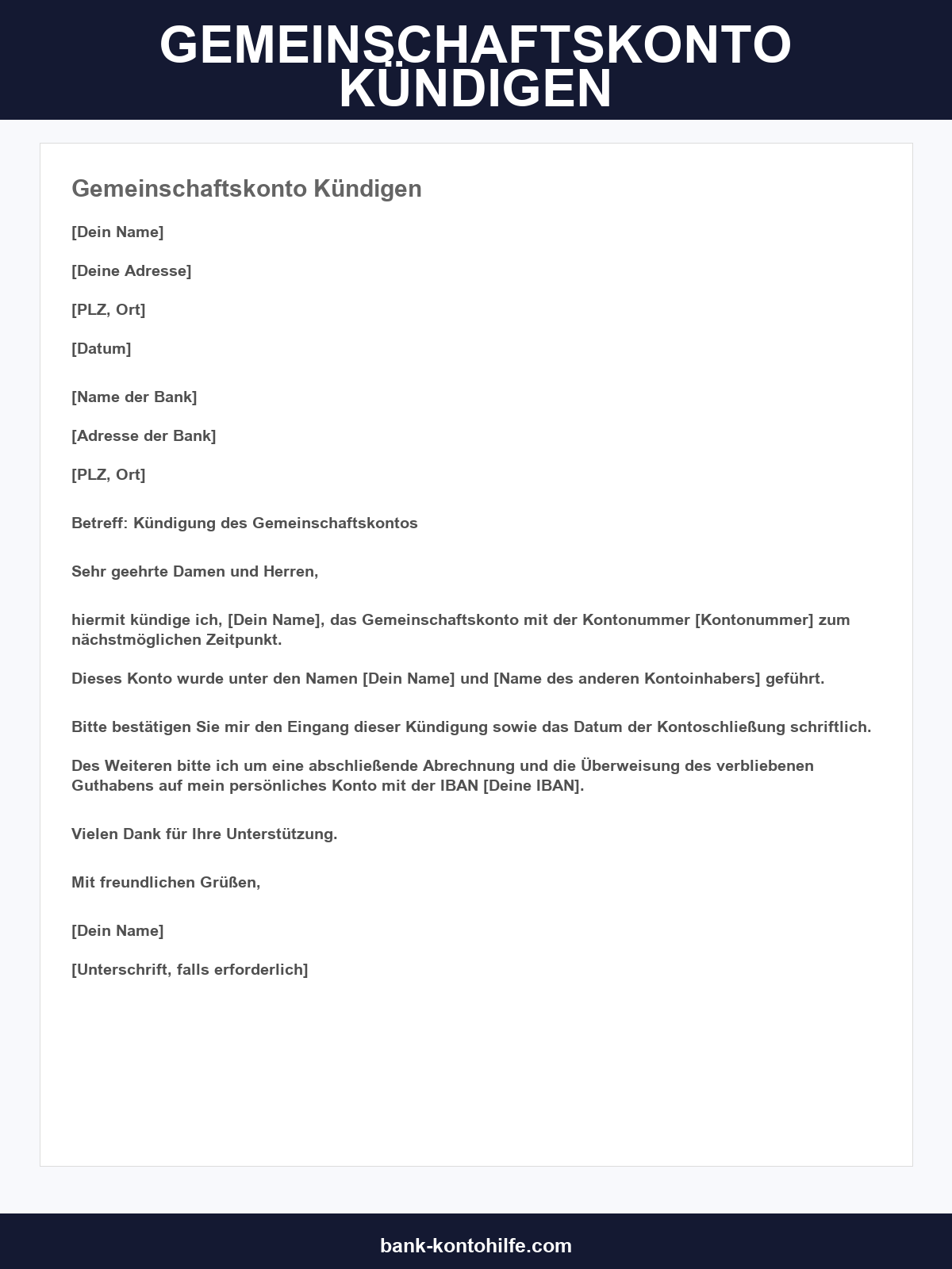 Gemeinschaftskonto Kündigen Vorlage