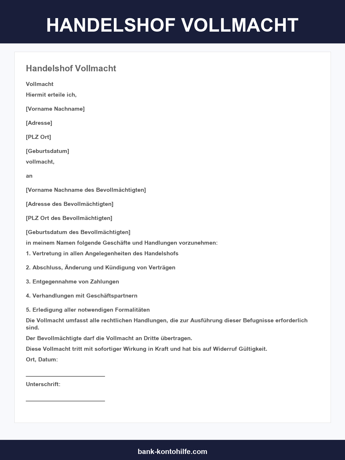 Handelshof Vollmacht