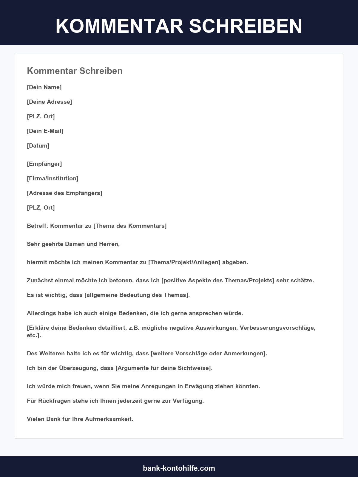 Kommentar Schreiben Beispiel