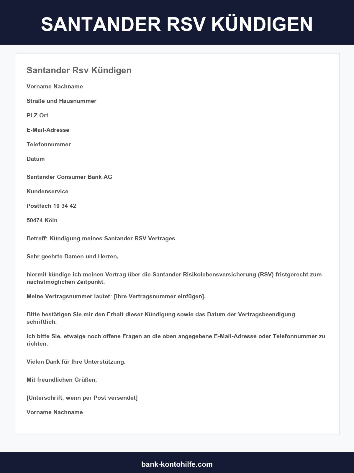 Santander Rsv Kündigen Muster
