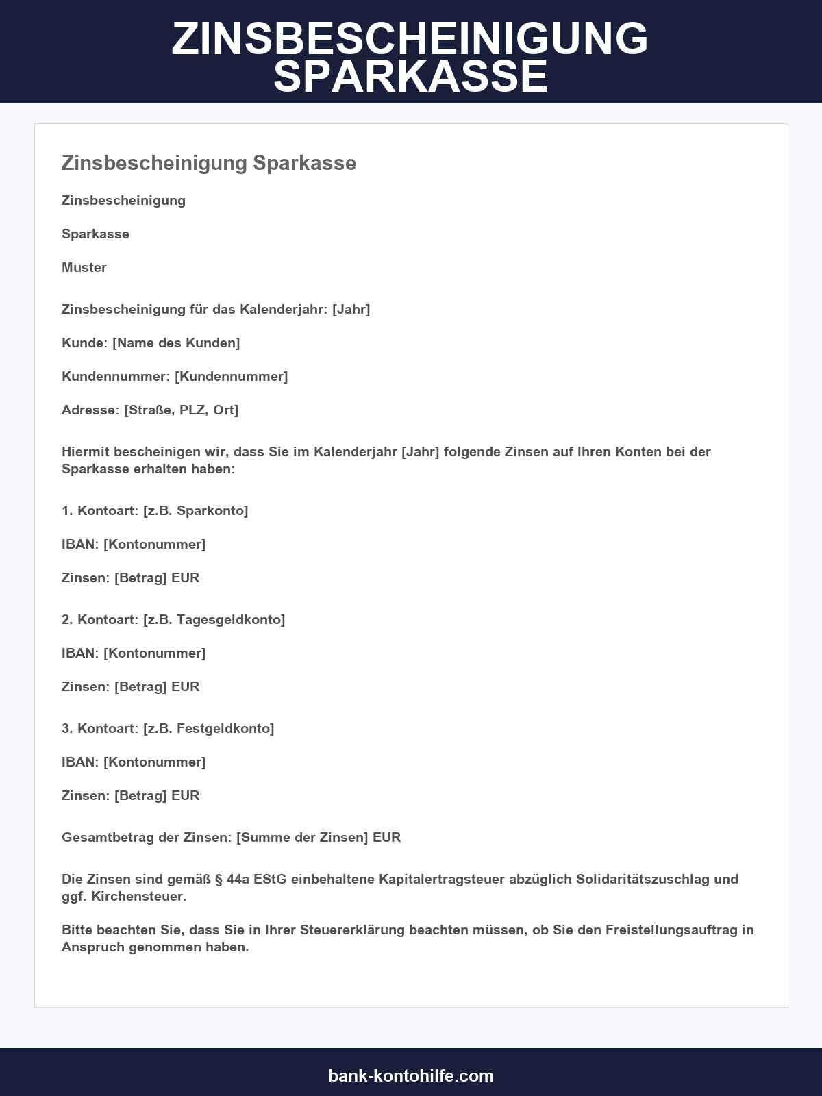 Zinsbescheinigung Sparkasse